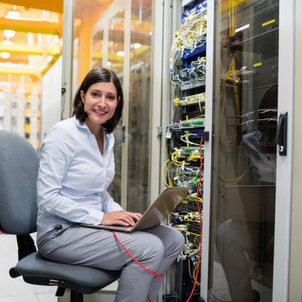 IT consultant working on a computer system