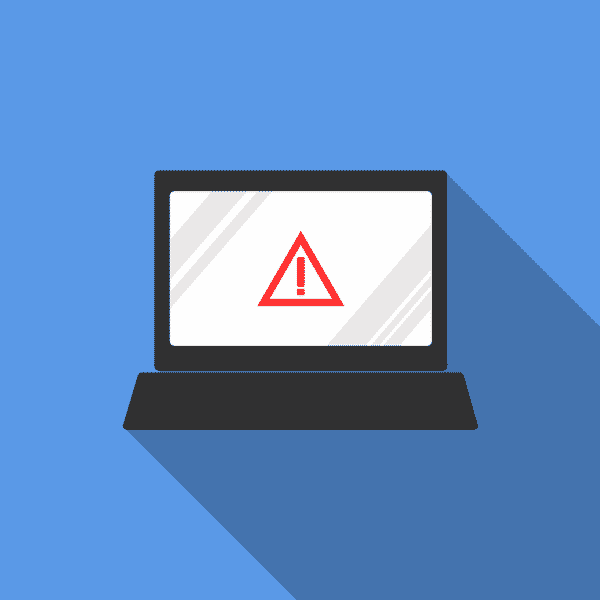 Animated image of a computer with an error code on the screen