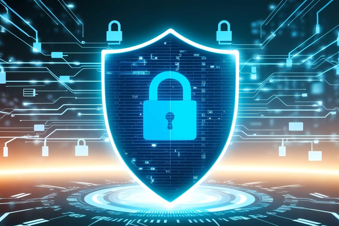 Free ai generated cybersecurity digital shield illustration